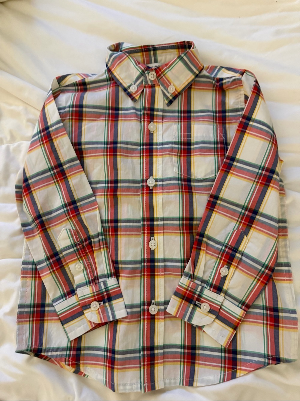 Janie and Jack | The Tartan Poplin Shirt | Jet Ivory Tartan | 18-24 mos.